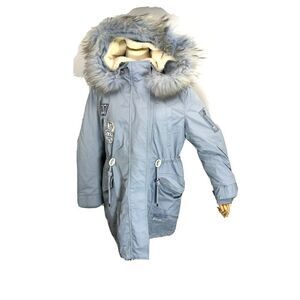 Teenie Weenie Blue Winter Coat Jacket Hooded Size 170/92A Korean Size Small US